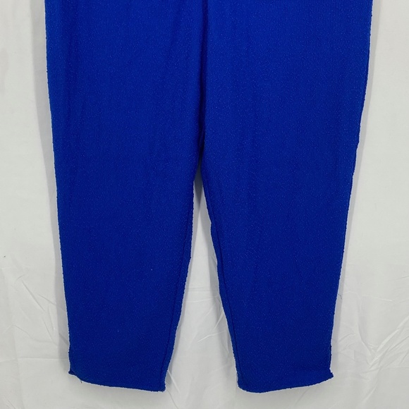 INC Womens Size 14 Cropped Leg Jumpsuit Cobalt Blue Boucle Silver Buttons Pocket - Picture 5 of 16